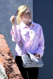 Elle Fanning in a Pink Jacket - Los Angeles 06/13/2017