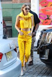 Gigi Hadid in an all Yellow Ensemble - NYC 06/02/2017