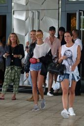 Hailey Baldwin in Jeans Shorts - Leaving Her Hotel in Miami 06/09/2017