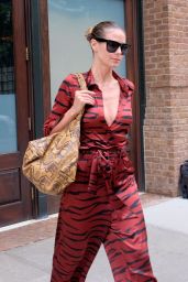 Heidi Klum in Camouflage Burgundy Jumpsuit - Greenwich Hotel in NYC 06/23/2017