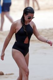 Lea Michele in Black Swimsuit - Maui, Hawaii 06/27/2017