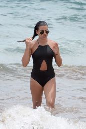 Lea Michele in Black Swimsuit - Maui, Hawaii 06/27/2017