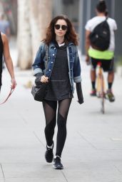 Lily Collins - Rocks Sheer Leggings After a Gym Workout, Los Angeles 05/31/2017