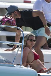 Lisa Carrick in Red Bikini on Luxury Boat in Barbados 06/16/2017