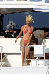 Victoria Silvstedt in a Tiny Red Bikini - On a Yacht in Saint Tropez 06/18/2017