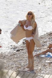 Victoria Silvstedt in White Bikini - Beach in Ibiza 06/25/2017