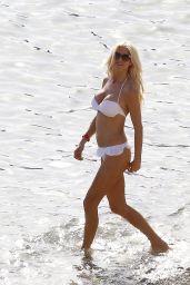 Victoria Silvstedt in White Bikini - Beach in Ibiza 06/25/2017