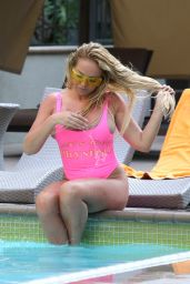 Aisleyne Horgan-Wallace in a Pink Swimsuit - Los Angeles 06/30/2017