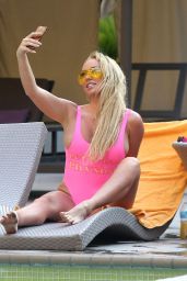Aisleyne Horgan-Wallace in a Pink Swimsuit - Los Angeles 06/30/2017