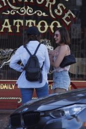 Alison Brie -in Denim Shorts - Steps Out For an Early Dinner in La Quinta 07/10/2017