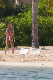 Antonella Roccuzzo in a Blue Bikini in Antigua 07/04/2017