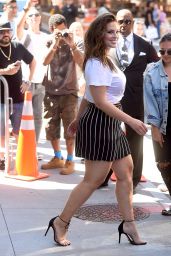 Ashley Graham in a Striped Skirt at AOL Build in NYC 07/26/2017