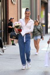 Bella Hadid With a Bouquet of Flowers - Leaves Milk Studios in NYC  07/18/2017