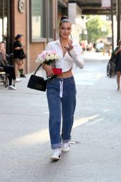Bella Hadid With a Bouquet of Flowers - Leaves Milk Studios in NYC  07/18/2017