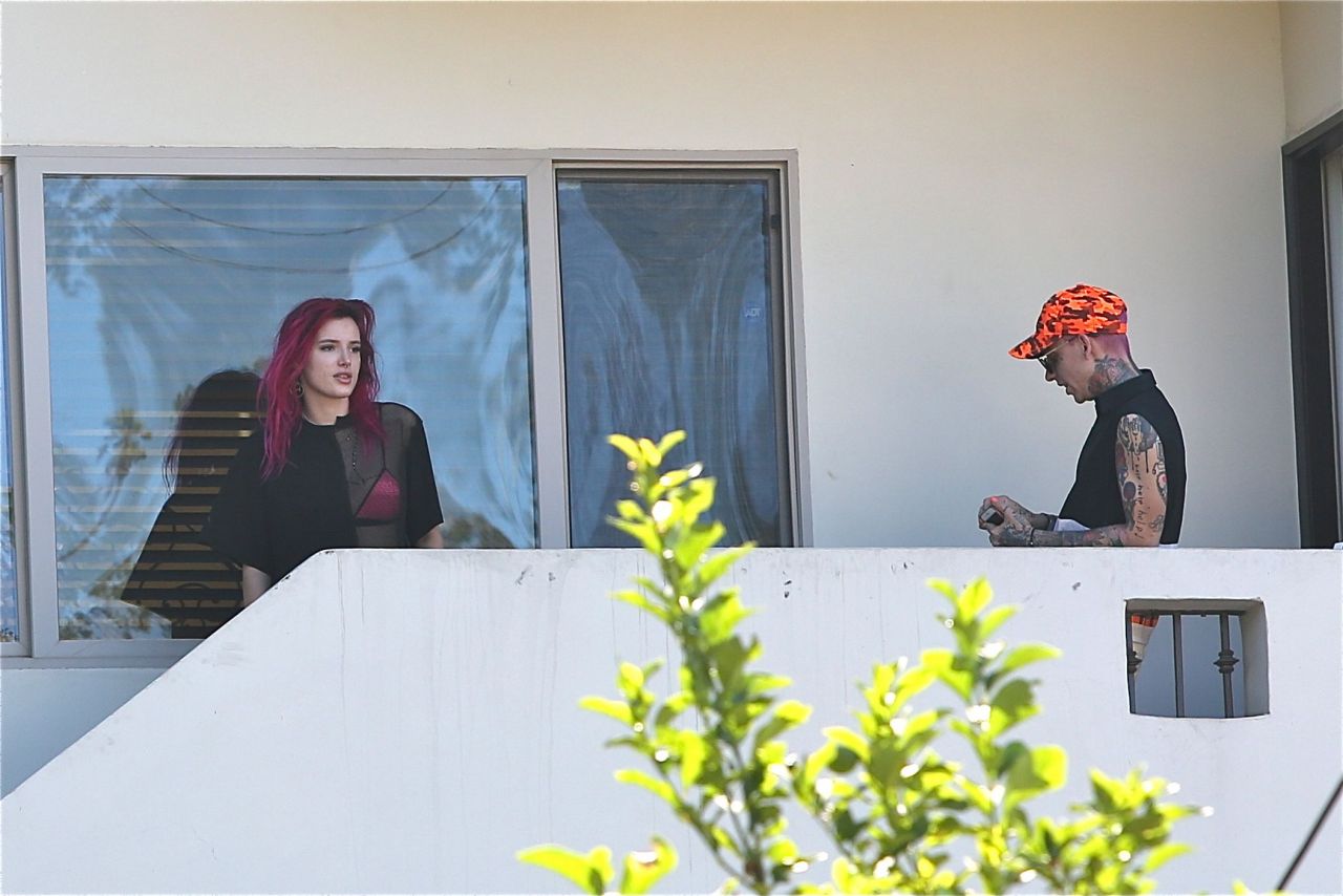 Bella Thorne and Blackbear on the Balcony of Their Hotel Room in LA 07