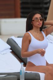 Chantel Jeffries in a White One Piece Swimsuit in Miami 07/21/2017