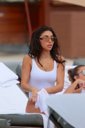 Chantel Jeffries in a White One Piece Swimsuit in Miami 07/21/2017