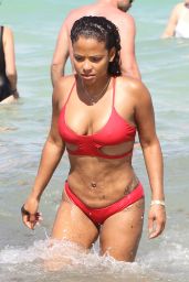 Christina Milian in Red Bikini - Miami Beach 07/15/2017