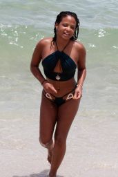 Christina Milian Showing Her Bikini Body - Enjoying a Day on the Beach in Miami 07/20/2017