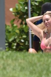 Corinne Olympios in a Pink and White Bikini in Miami 07/22/2017