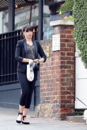 Daisy Lowe - Walking Her Dog in London, July 2017