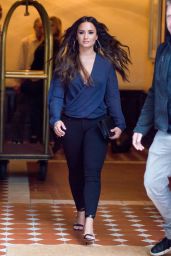 Demi Lovato Wearing Black & Blue - Heading to the Kendrick Lamar Concert in NYC 07/23/2017