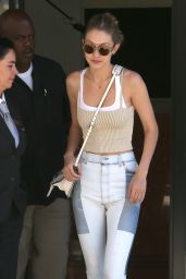 Gigi Hadid Street Fashion - Coming Out of a Hotel in NYC 07/26/2017