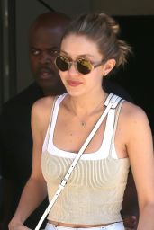 Gigi Hadid Street Fashion - Coming Out of a Hotel in NYC 07/26/2017