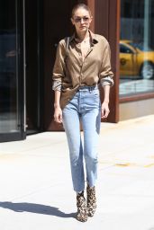 Gigi Hadid Wearing Animal Print Booties - NYC 07/18/2017