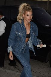Hailey Baldwin in Denim Outfit - Night Out at Craig