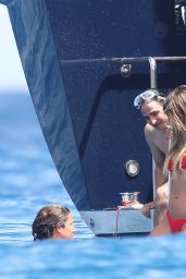 Heidi Klum in a Red Bikini on a Yacht - Saint-Tropez, France 07/27/2017