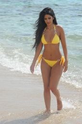 Jasmin Walia inYellow Bikini on Beach in Ibiza 07/05/2017