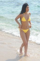 Jasmin Walia inYellow Bikini on Beach in Ibiza 07/05/2017