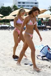 Joy Corrigan and Kristyna Schickova in Bikinis at the Beach in Miami 07/19/2017