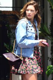 Katharine McPhee Leggy in Mini Skirt - Outside Fred Segal in West Hollywood 07/19/2017
