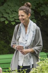 Katie Holmes and Patrick Stewart - Film a Scene in a Park in Montreal 07/13/2017