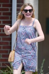 Kirsten Dunst in a Short Floral Button Up Dress in Toluca Lake 07/16/2017