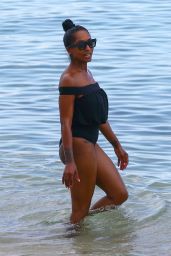 Latoia Fitzgerald in a Black One Piece Bathing Suit - Miami 07/18/2017