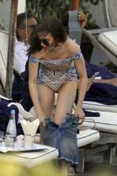 Lily Collins at the Beach - Regina Isabella Hotel in Ischia 07/16/2017