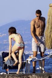 Lily Collins Bikini Candids - Beach in Ischia, Italy 07/17/2017