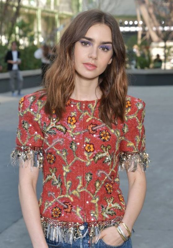Lily Collins - Chanel Show, Front Row AW17 in Paris, France 07/04/2017