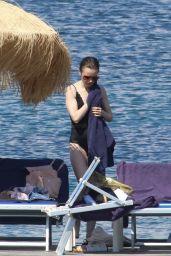 Lily Collins in Swimming Costume - Beach in Italy 07/15/2017