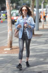 Lily Collins in Tights - After Her Workout in Beverly Hills 07/13/2017