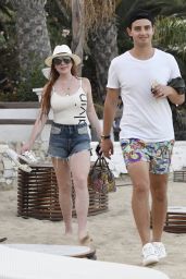 Lindsay Lohan - Arriving on the Beach in Mykonos, Greece 06/30/2017