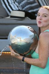 Lindsay Lohan in a Pool in Mykonos 07/24/2017