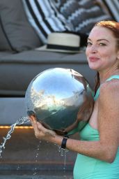 Lindsay Lohan in a Pool in Mykonos 07/24/2017