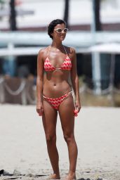 Lucy Mecklenburgh in Bikini - Playing Tennis on Beach in Ibiza 07/22/2017