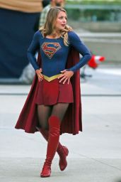 Melissa Benoist - "Supergirl" Set in Downtown Vancouver 07/16/2017