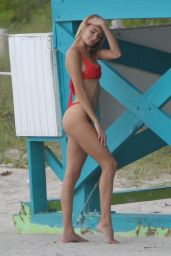 Modesta Tarvydaite in Red Bikini - Miami Beach 07/20/2017