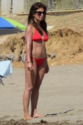 Monica Cruz in Red Bikini on the Beach in Marbella 07/05/2017